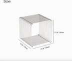 304 Stainless Steel Side Table,Square Geometry Retro Side Table Linear Metal End Table,Wire Cube Storage Rack, Book Stackable, Stainless Steel Coffee Table，Multi-Purpose Accent Table