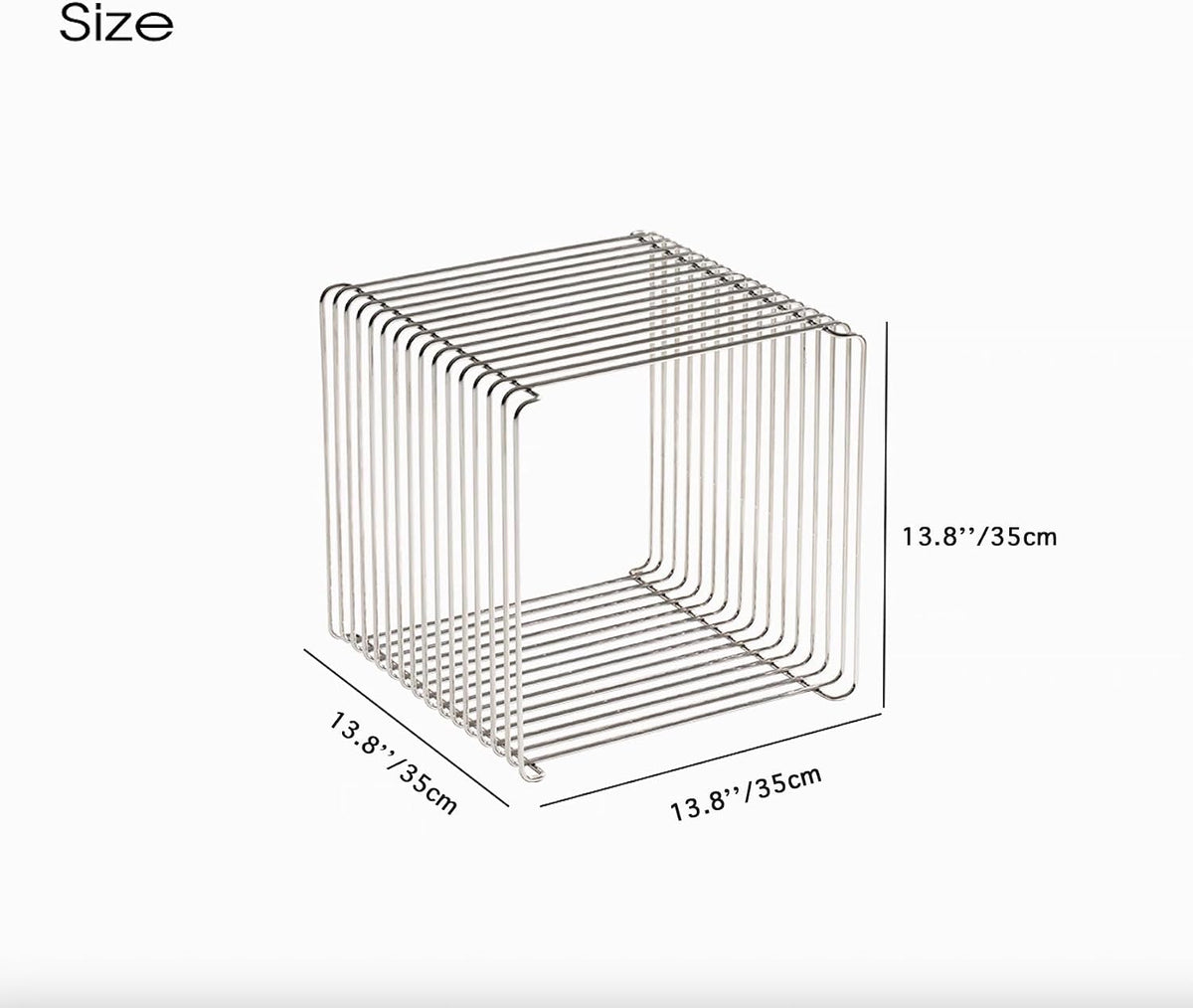 304 Stainless Steel Side Table,Square Geometry Retro Side Table Linear Metal End Table,Wire Cube Storage Rack, Book Stackable, Stainless Steel Coffee Table，Multi-Purpose Accent Table