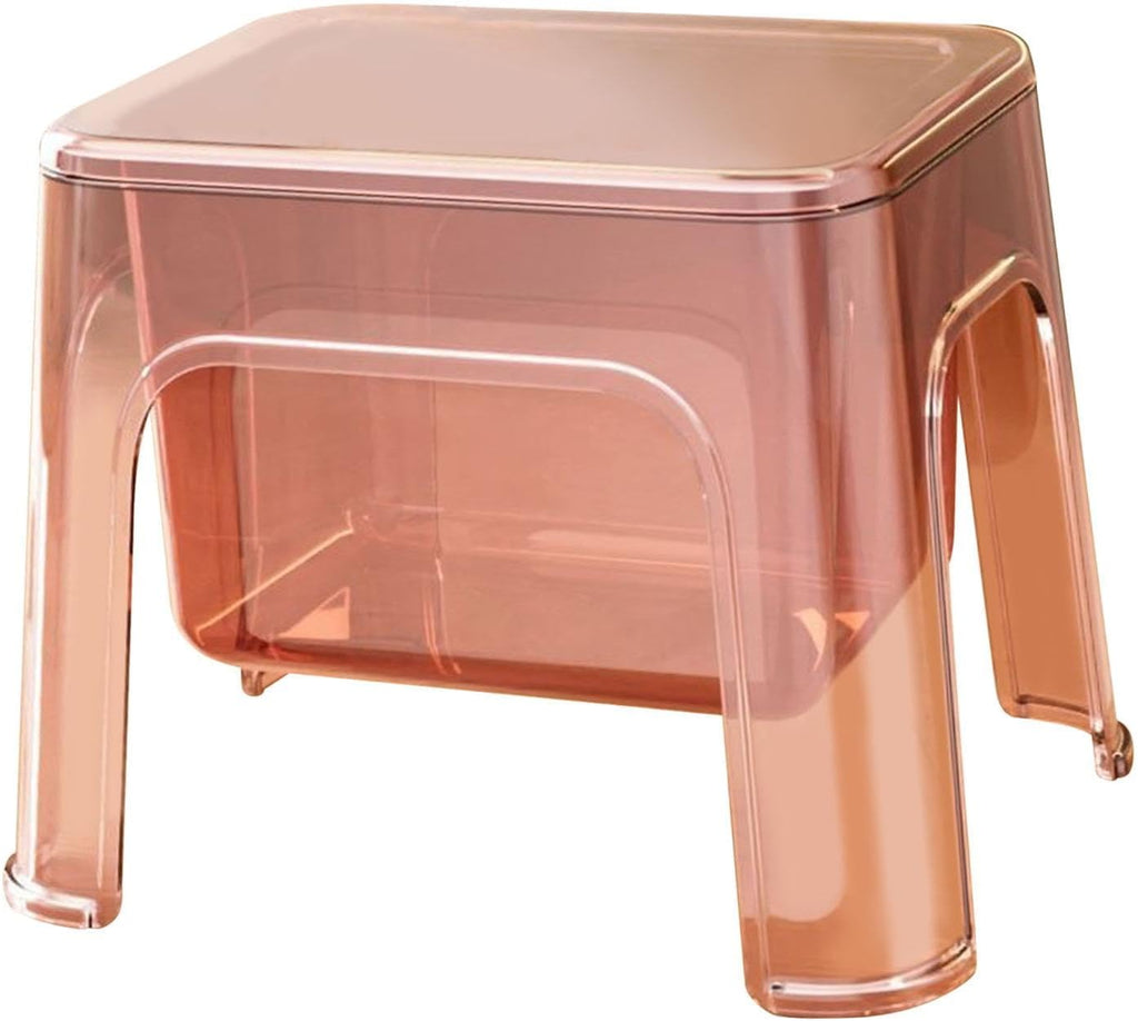 Step Stool Footstool Storage Ottoman Shoe Changing Stool for Laundry Household Bedroom, Pink