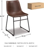 Signature Design by Ashley Centiar Mid-Century Dining Chair Set of 2, Brown | Contoured faux leather bucket seats, Matte black tubular metal base, Optimized for compact kitchen and eat-in spaces