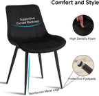 Velvet Dining Chairs Set of 4, Black Modern Upholstered Armless Kitchen Chairs with Metal Legs for Bedroom Living Room