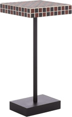SAFAVIEH Home Collection - Satomi Accent Table with Bordeaux Mosaic Tile Inlay & Black Iron Base, Modern Side Table, Fully Assembled (ACC3230C)
