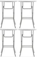 BTExpert 32" Round 43" Bar Height White Granite Plastic Folding Table Portable Commercial Table Banquet Card Coffee Dining Table for Wedding Party Event Home Kitchen Outdoor Set of 4