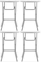 BTExpert 32" Round 43" Bar Height White Granite Plastic Folding Table Portable Commercial Table Banquet Card Coffee Dining Table for Wedding Party Event Home Kitchen Outdoor Set of 4