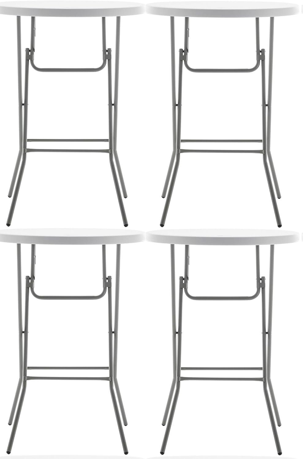 BTExpert 32" Round 43" Bar Height White Granite Plastic Folding Table Portable Commercial Table Banquet Card Coffee Dining Table for Wedding Party Event Home Kitchen Outdoor Set of 4