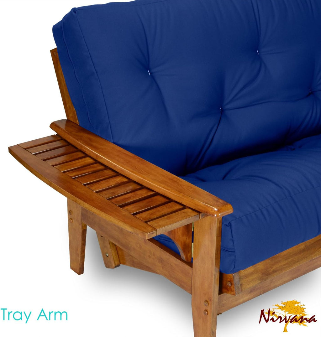 Nirvana Futons Eastridge Futon Set - Full Size, Frame, 8" Mattress, Twill Royal Blue Cover