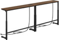 Kitstorack Narrow Sofa Table with Charging Station, 78.8" Behind Couch Table, Adjustable 24.4"-32.7" Height, Modular 2-piece Design for sectionals, entryways, Apartments, and Narrow Living Spaces