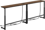 Kitstorack Narrow Sofa Table with Charging Station, 78.8" Behind Couch Table, Adjustable 24.4"-32.7" Height, Modular 2-piece Design for sectionals, entryways, Apartments, and Narrow Living Spaces