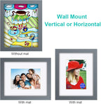 RPJC 8x10 inch Picture Frame Made of Solid Wood and High Definition Glass Display Pictures 5x7 with Mat or 8x10 Without Mat for Wall Mounting Photo Frame Grey