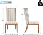 Kmax High Back Dining Chairs Set of 2, Parsons Dinner Chairs Upholstered Fabric & Nailed Trim Wood Kitchen Chairs, Khaki Stripe