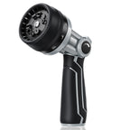 RAINPOINT Full-Metal Garden Hose Nozzle, Heavy Duty Water Hose Nozzle Sprayer With 10 Adjustable Patterns & High Flow,Thumb Control For Flow Adjustment, Ideal For Watering, Washing, Cleaning,Black