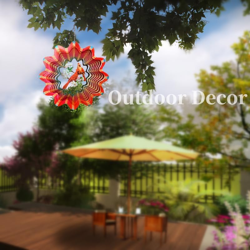 Cardinal Wind Spinner Outdoor Cardinal Spinner for Garden and Yard Décor Cardinal Gifts for Women/Men Red Cardinal Spinner with 3D Visual Effect
