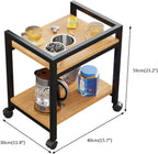 360° Rotating Small Side Table with Storage Rack, Movable Coffee Table with Railings and Removable Ashtray, Suitable for Living Room, Bedroom (Oak)