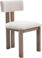Kmax Farmhouse Dining Chair Set of 6, Linen Fabric Dining Room Chair Curved Backrest Armless Kitchen Chairs with Walnut Wood Legs for Family Diner, Beige