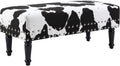 HomeStock Urban Upmarket Faux Cowhide Bench with Nailheads, Bold Statement Piece with Nailhead Trim, Additional Seating, 40" L x 17" W x 17" H in Plush Faux Velvet Fabric