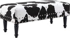 HomeStock Urban Upmarket Faux Cowhide Bench with Nailheads, Bold Statement Piece with Nailhead Trim, Additional Seating, 40" L x 17" W x 17" H in Plush Faux Velvet Fabric