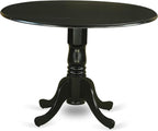 East West Furniture DLT-BLK-TP Dublin Modern Kitchen Table - a Round Dining Table Top with Dropleaf & Pedestal Base, 42x42 Inch, Black