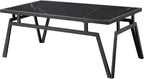 Modern Black 3pc Occasional Table Set with Sintered Stone Tops | Includes 1 cocktail table and 2 end tables with black sintered stone tops