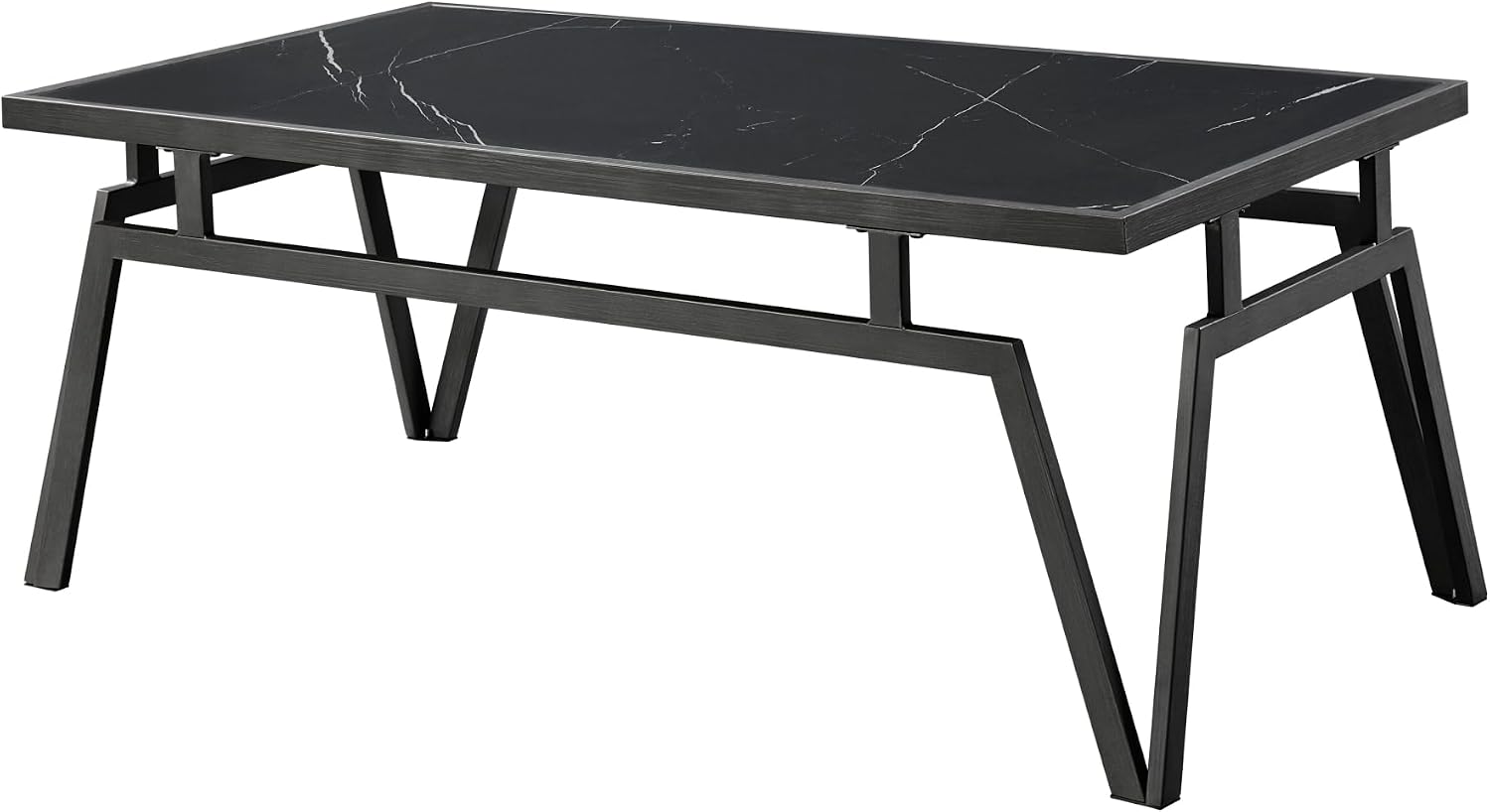 Modern Black 3pc Occasional Table Set with Sintered Stone Tops | Includes 1 cocktail table and 2 end tables with black sintered stone tops