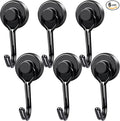 MIKEDE Magnetic Hooks, 40Lbs Heavy Duty Neodymium Magnet Hooks Black Magnets with Swivel Hooks for Hanging, Rust Proof Strong Magnets Hook, Magnetic Metal Hanger for Fridge, Storage, 6 Pack