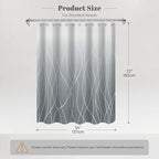 Punkray Ombre Grey Shower Curtain for Bathroom with Hooks, White Shower Curtain Set, Stripe Bath Curtains Decorative Shower Curtains Water Repellent Washable, 54 x 72