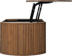 WILLIAMSPACE 47.2'' Lift Top Coffee Table with Hidden Compartment Storage, Modern Wooden Oval Center Table Accent Lift Tabletop Tea Table for Living Room, Walnut