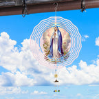 Virgin Mary Prayer Wind Spinner, Metal Wind Spinners Outdoor Indoor,Virgin Mary Hanging Garden Decor for Outside, Stainless Wind Spinners for Yard and Garden 10 inch 3D (25.76X25 CM)