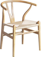 Polynices Wishbone Chair, Weave Modern Solid Wood Mid-Century Y Shaped Backrest Dining Chair (Natural)