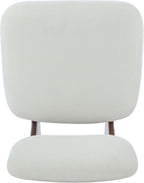 Christopher Knight Home Mores Low Profile Accent Chair Set of 2, Modern Living Room Armless Lounge Chair, Fabric Comfy Reading Chair for Bedroom, Wooden Frame and Thick Padded Seat, White+Walnut