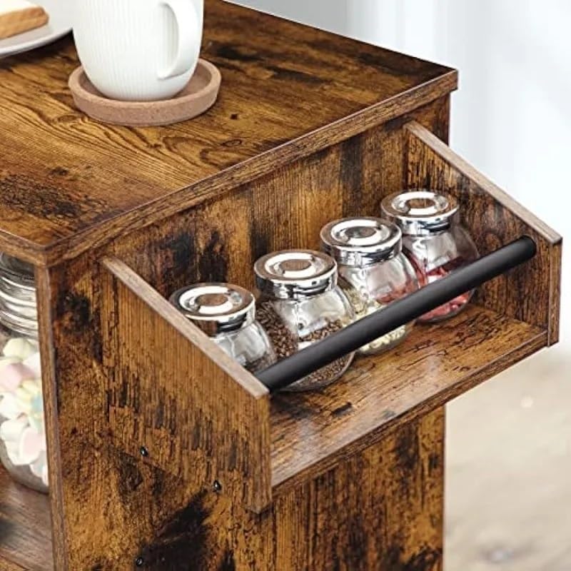 Kitchen Island, Storage Cabinet with Drawer, Cart with Spice and Towel Rack, Saving Space, Easy Assembly