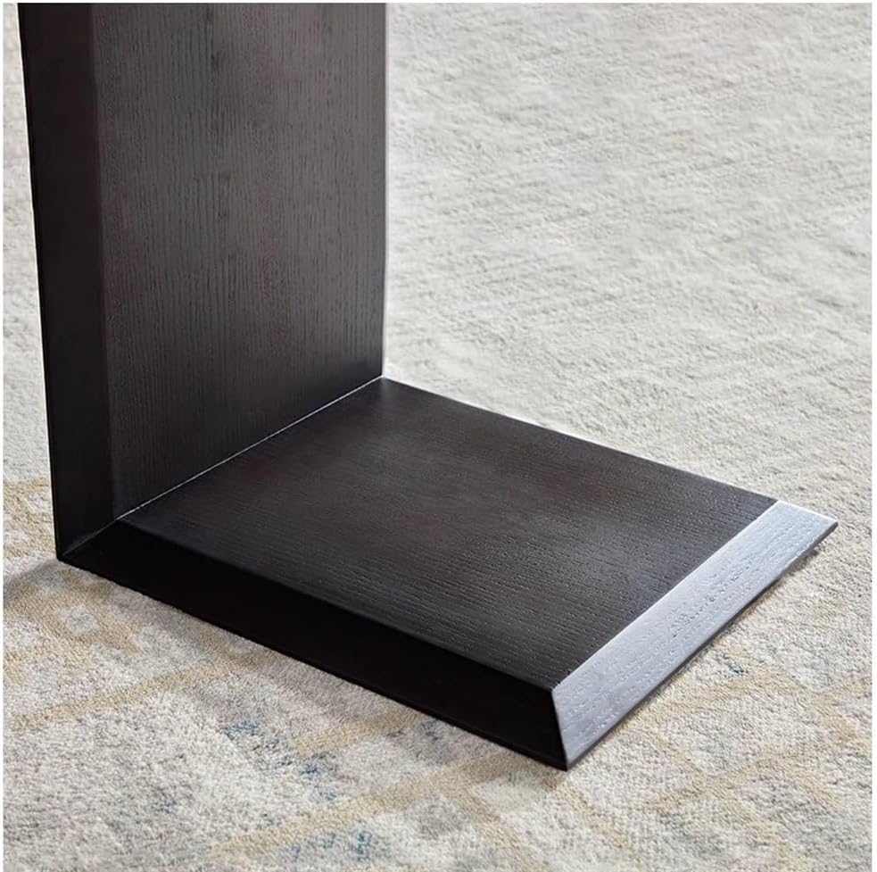 C Shaped End Tables, Solid Wood Side Table, Multipurpose Table for Bedroom, Balcony, Office, and Living Room, 48*38*55cm, Black