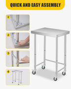18X24x35 Inch Stainless Steel Table, NSF Heavy Duty Worktable with Open Base, Rust-Resistant Utility Prep Table for Kitchen, Restaurant, Garage, Indoor/Outdoor