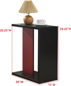 Kings Brand Furniture Hayward Side Table for Couch, Snack and Laptop Modern Accent Table, Black/Red