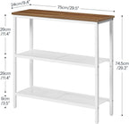 HOOBRO 29.5" Narrow Console Table, 3 Tier Entryway Table with Shelves, Thin Sofa Table, Behind Couch Table, Display Side Table, for Hallway, Entrance, Living Room, Walnut and White WH73XG01