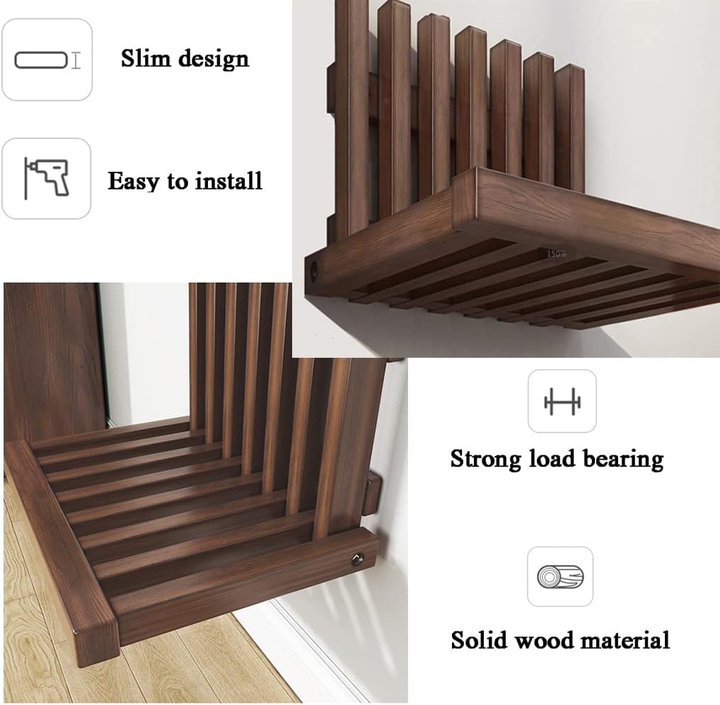 Wall-Mounted Folding Stool, Solid Wood Shoe Changing Stool, Ultra-Thin, Load-Bearing 150KG, Easy Installation