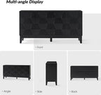 HULALA HOME Mid Century Sideboard Buffet Cabinet with Solid Wood Legs, 60" Kitchen Storage Cabinet Credenza with 4 Doors and 2 Shelves, Accent Console Table (Black)