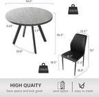 Zerifevni 34.6'' Round Dining Table and Chairs for 2, Space Saving Modern Casual Coffee Table Set for Apartment Kitchen Dining Room (Grey Table+2 Balck Chairs)