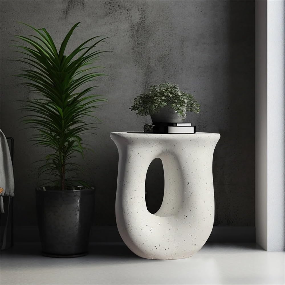 End Tables U-Shaped Geometric Concrete Decorative Table for Indoor and Outdoor Use