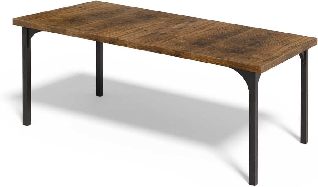 VINGLI 70.8" Farmhouse Dining Table for 6-8 People, Large Rustic Wooden Kitchen & Dining Room Table, Heavy Duty Dinner Table for Family Gatherings, Home Office, Apartment, Rustic Brown