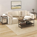 Pemberly Row 3-Piece 2-Tier Coffee Table Set, Amber Pine Finish, Engineered Wood and Metal, Includes Coffee Table and 2 Side Tables, Durable Living Room Furniture for Small Spaces and Organization