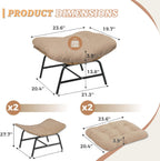 NICESOUL Indoor Outdoor Ottoman Set of 2, Large Wide Double Patio Footstool, PE Rattan Thicken Cushioned Footrest, All-Weather Wicker Furniture for Balcony, Porch, Living Room, Egg Chair, Brown