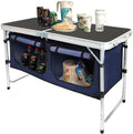 CampLand Outdoor Folding Table Aluminum Lightweight Height Adjustable with Storage Organizer for BBQ, Party, Camping