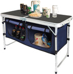 CampLand Outdoor Folding Table Aluminum Lightweight Height Adjustable with Storage Organizer for BBQ, Party, Camping