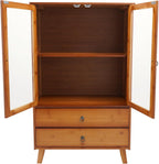 4 Tiers Bamboo Buffet Sideboard with Acrylic Doors,Floor Standing Pantry Cabinet with 2 Drawers for Kitchen Living Room