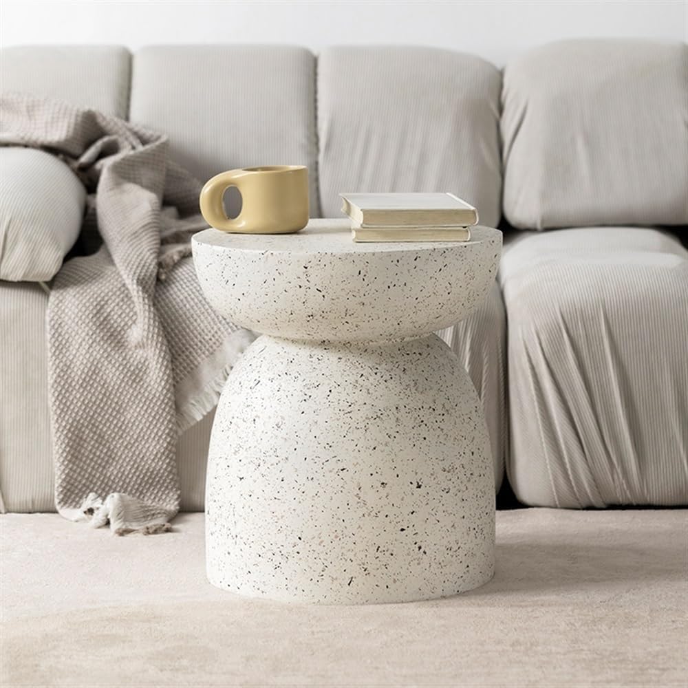 Multi-Functional Simple Sofa Side Table Faux Terrazzo Garden Stool Plant Table Small Coffee Table for Living Room Garden Long Lasting