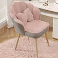 Etlegor Petal Makeup Vanity Chair, 360° Swivel Makeup Stool with High Back, Modern Accent Chair with Bow Pillow for Living Room, Dressing Room, Bedroom(Pink-Gray)