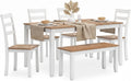 Signature Design by Ashley 6-Piece Dining Table Set with Bench and Chairs | Solid wood frame, Rubberwood, MDF, Wipe-clean mango wood veneer, 2-tone farmhouse style, Gesthaven Series