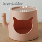 Side Table with Cat Nest End Tables Accent Tables Nightstand Bedside Tables for Home Small Spaces Home Furnishing(Pink)