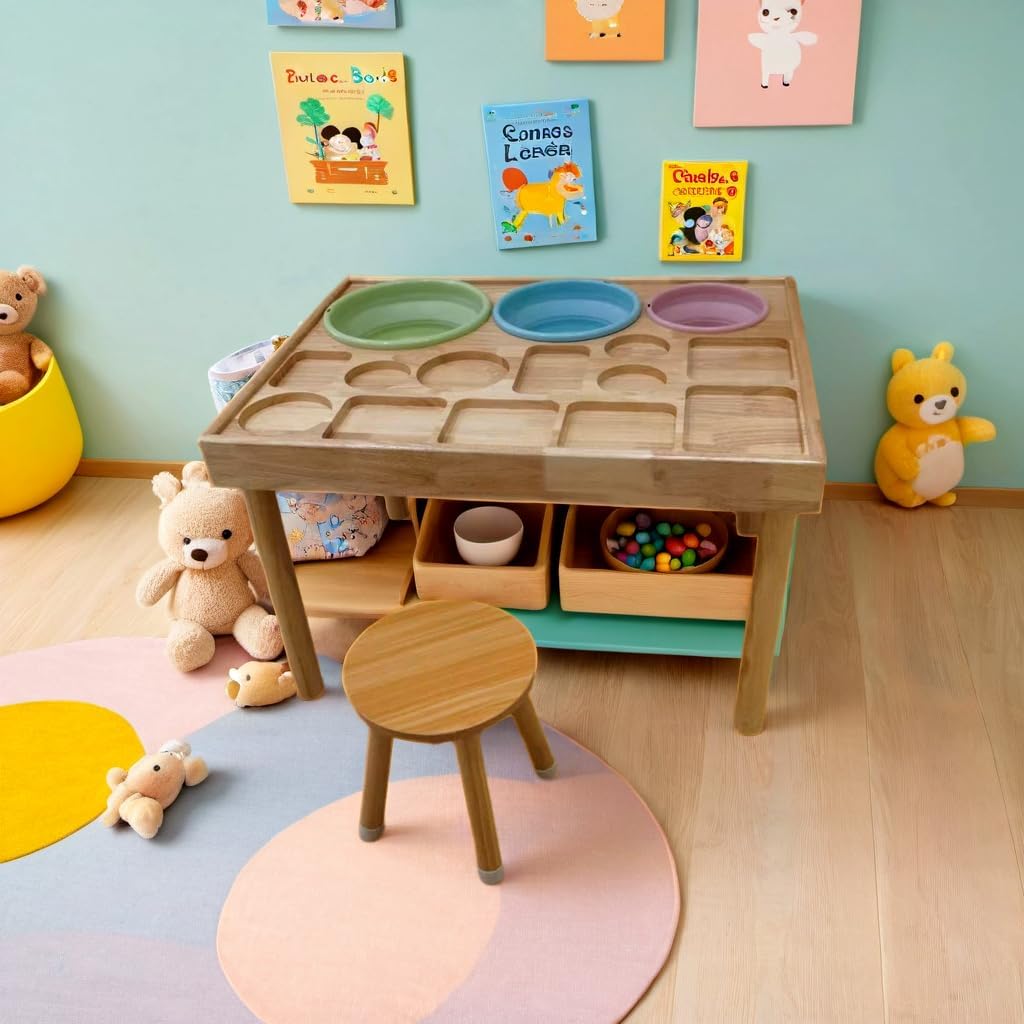 Wooden Sensory Table for Toddlers with 2 Chairs, Double-Sided Boards | Sand and water play, promotes sensory development, easy assembly, indoor outdoor use
