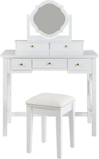 GOWE Vanity Table Set White Modern Contemporary Comfortable Upholstered for Living R...